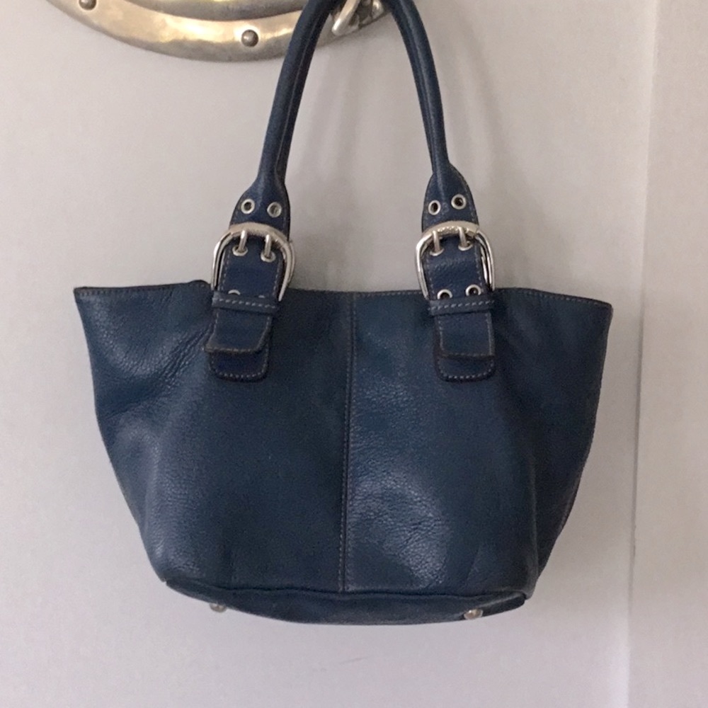 Tignanello Slate Blue Genuine Leather  Handbag